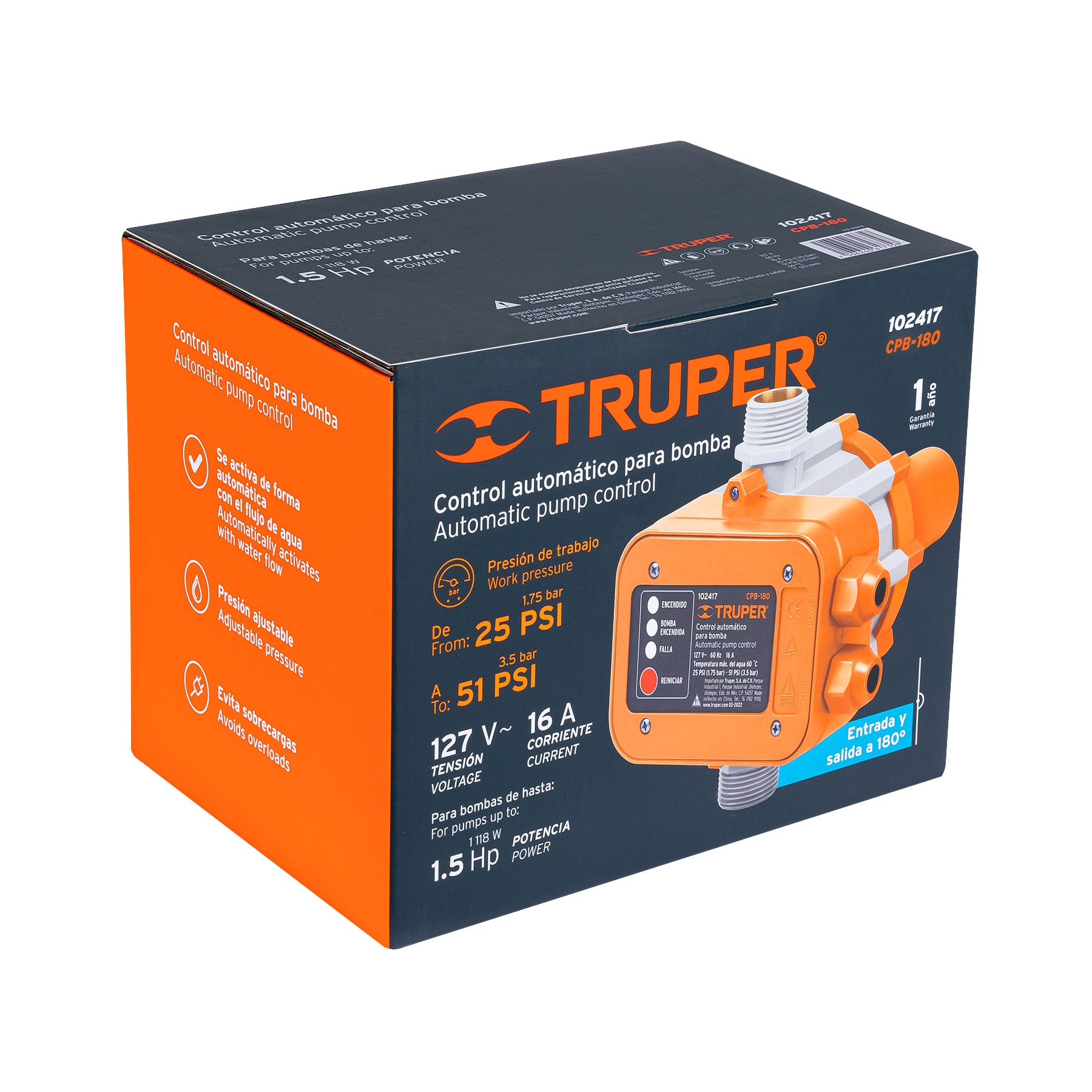 Control automático de bombas para agua 180° Truper