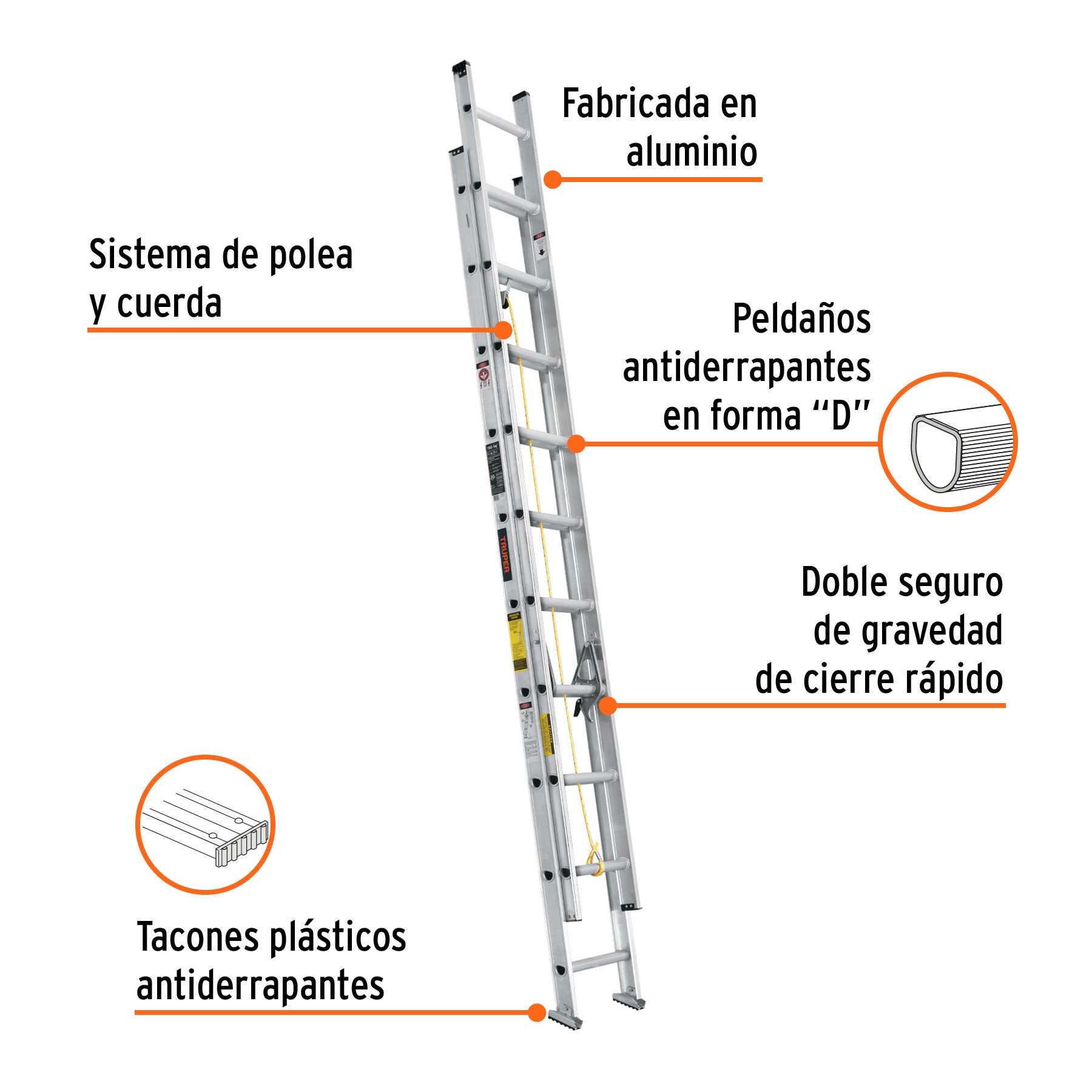 Escalera de extensión 20 peldaños Truper