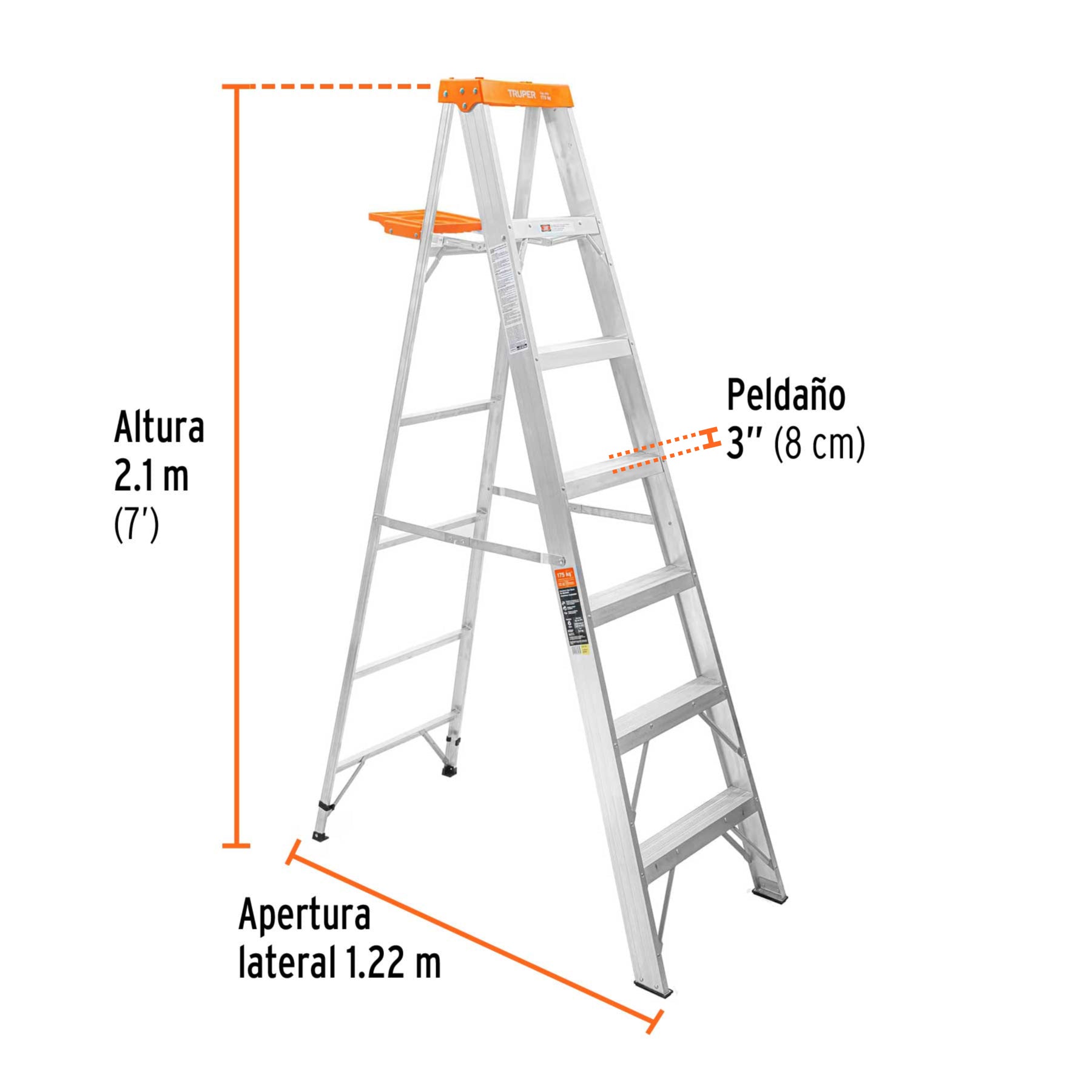 Escalera de tijera 6 peldaños con bandeja Truper