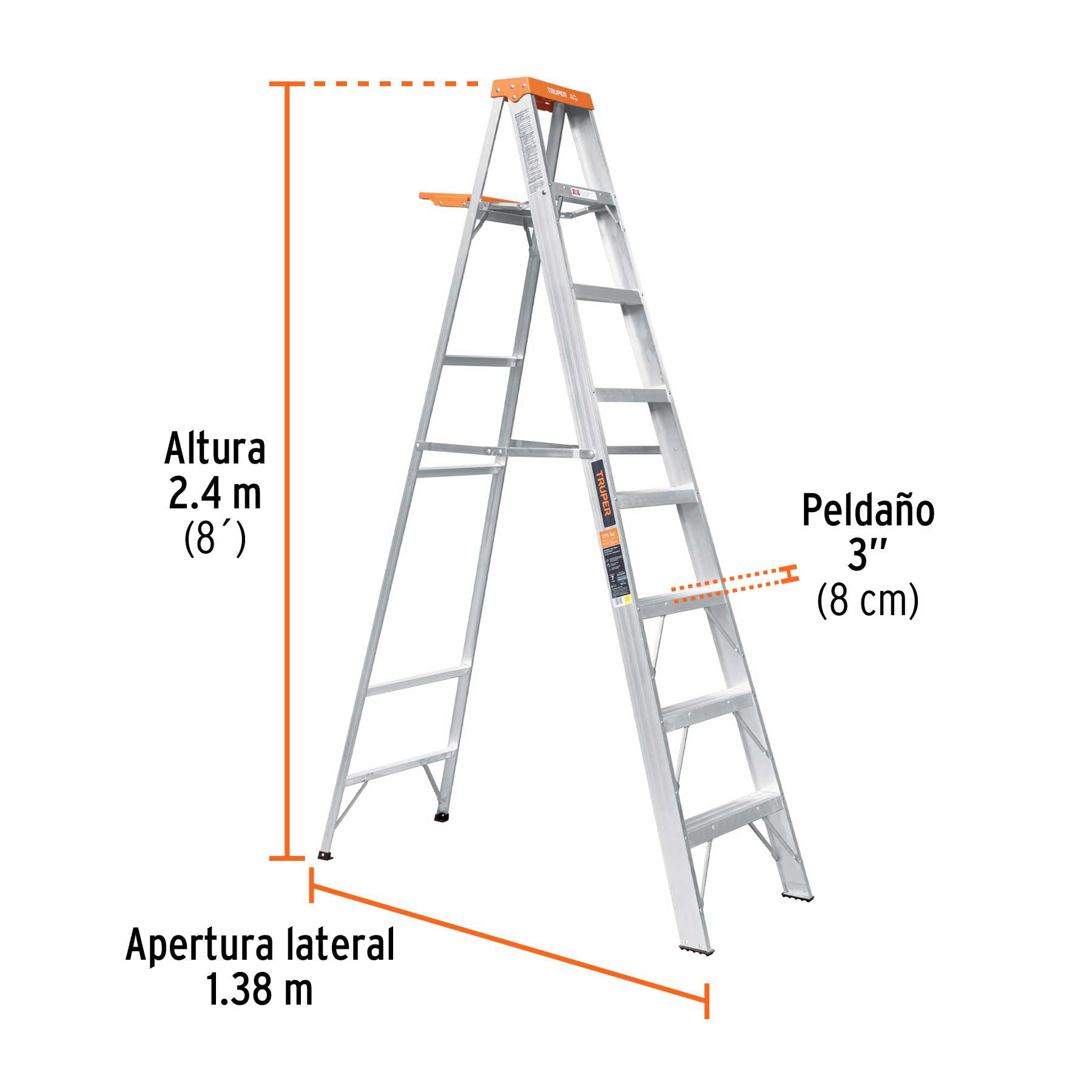 Escalera de tijera 7 peldaños con bandeja Truper