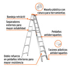 Escalera de tijera 9 peldaños con bandeja Truper