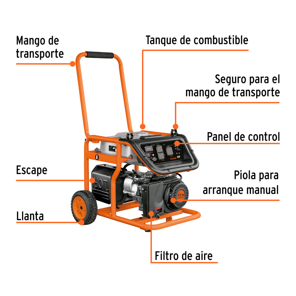 Generador portátil 4,00W motor a gasolina Truper