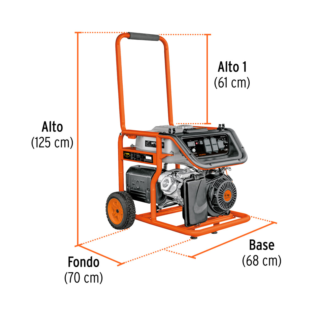 Generador portátil 6,500W motor a gasolina Truper