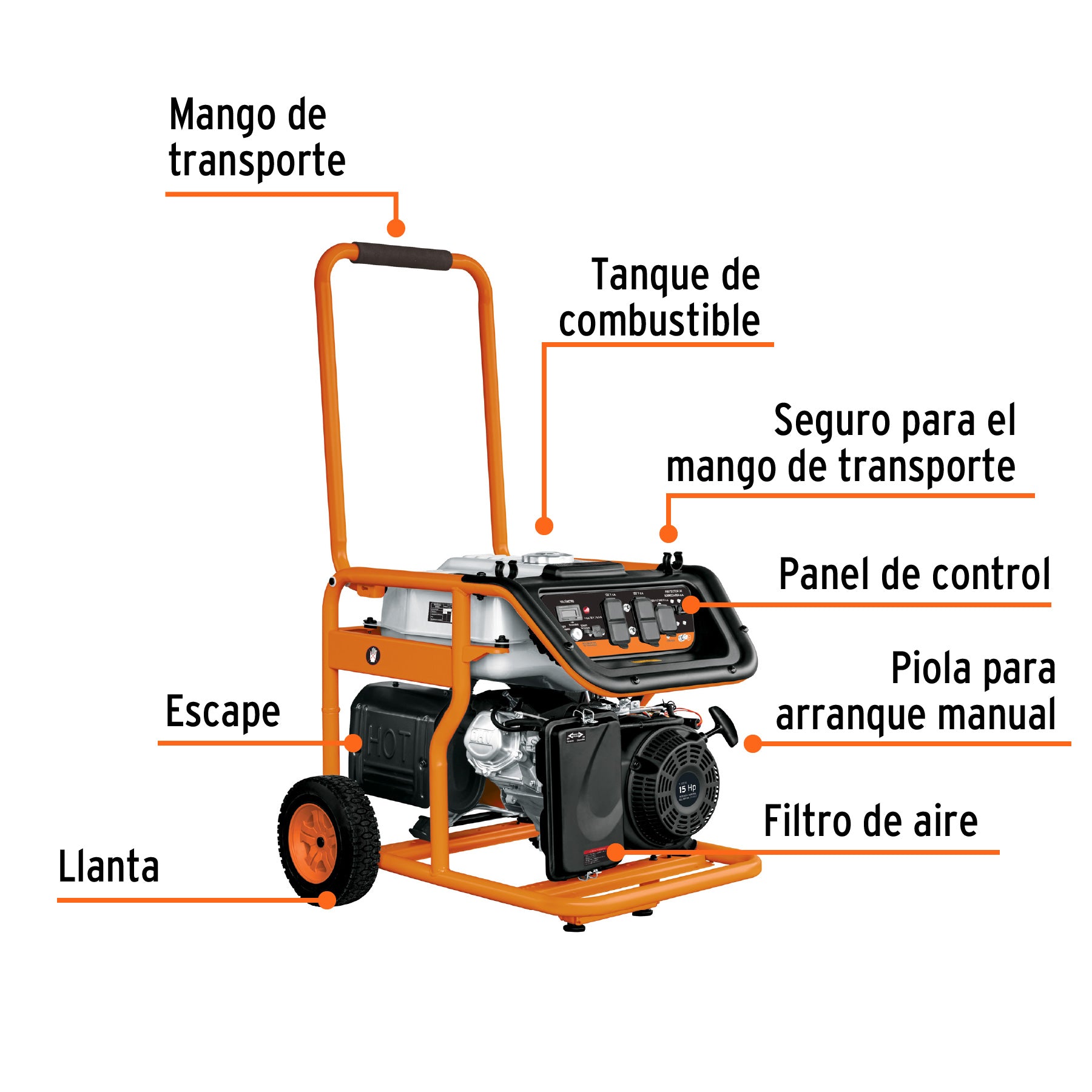 Generador portátil 10,000W motor a gasolina Truper