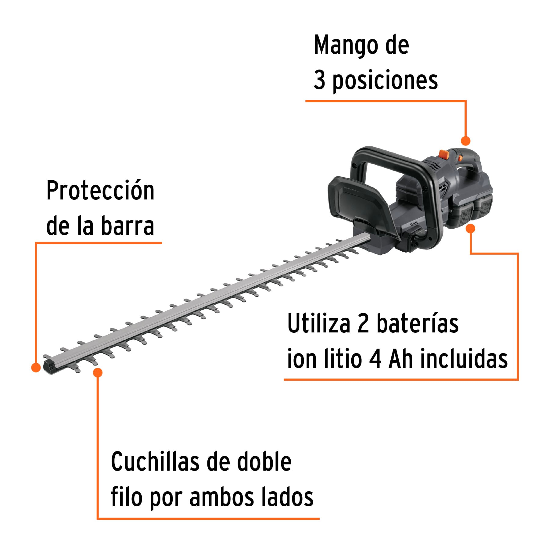 Cortasetos inalámbrico 40V 2 baterías 4Ah 1 cargador dual Truper Max