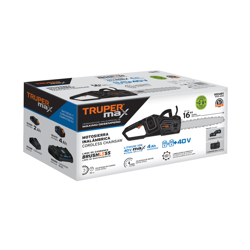 Motosierra inalámbrica 40V 102491 Truper Max