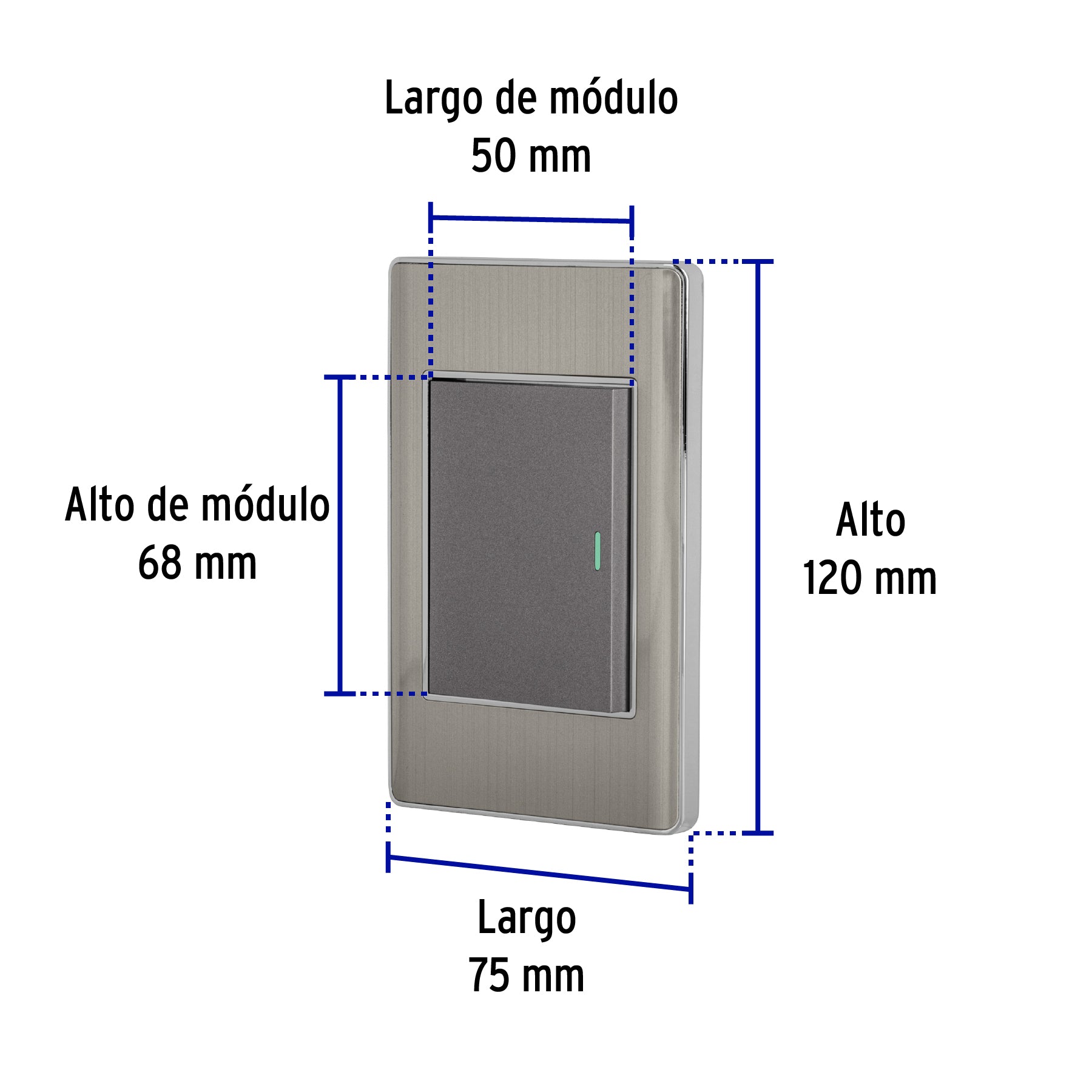 Interruptor sencillo 3 modulos acero Lisboa Volteck