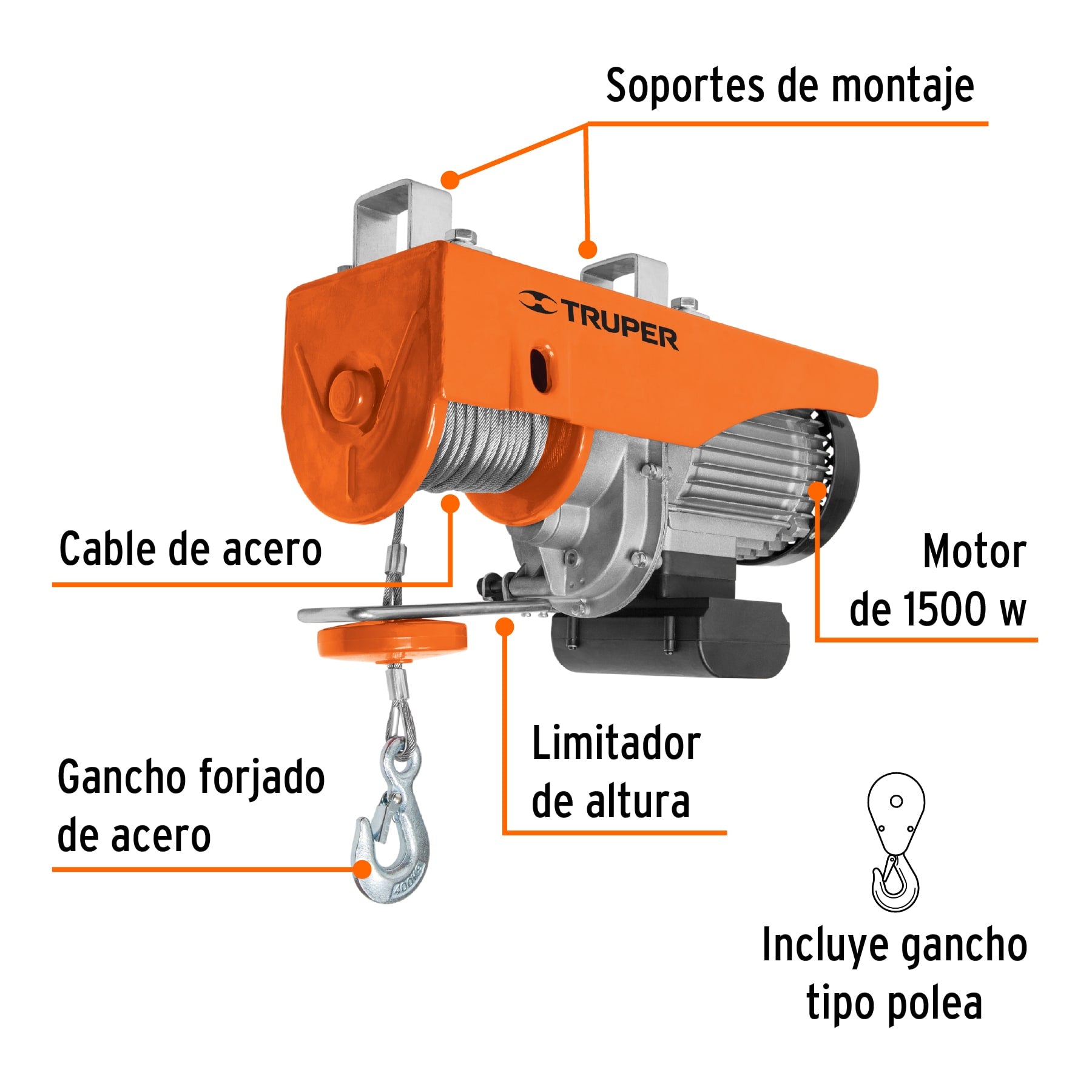 Polipasto eléctrico 800 kg Truper