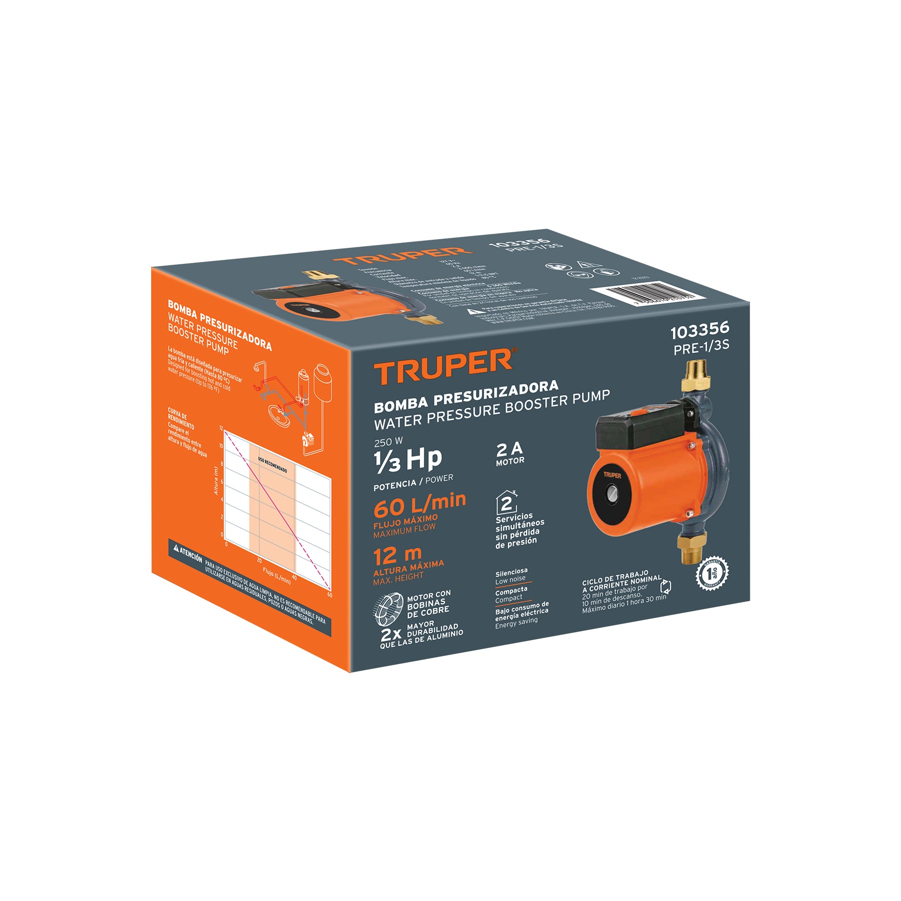 Bomba presurizadora 1/3 hp Truper