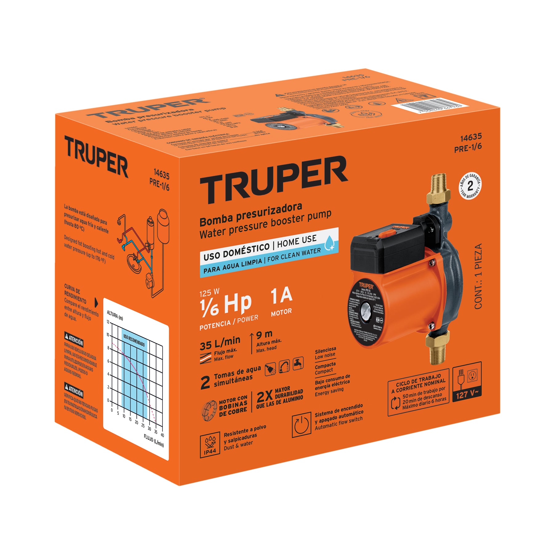 Bomba Presurizadora 1/6 hp Truper