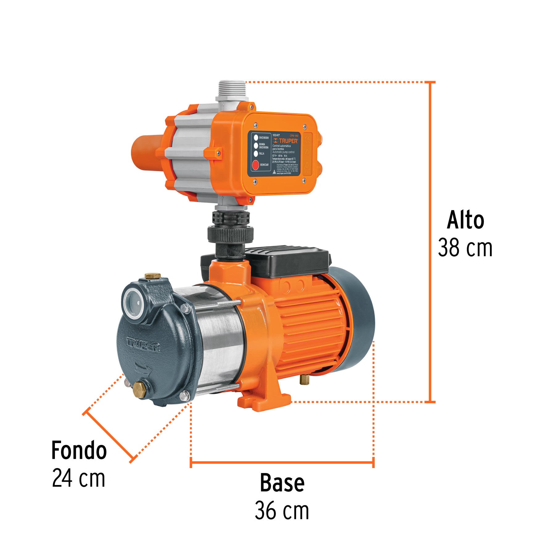 Bomba presurizadora multietapas 1/2 hp Truper