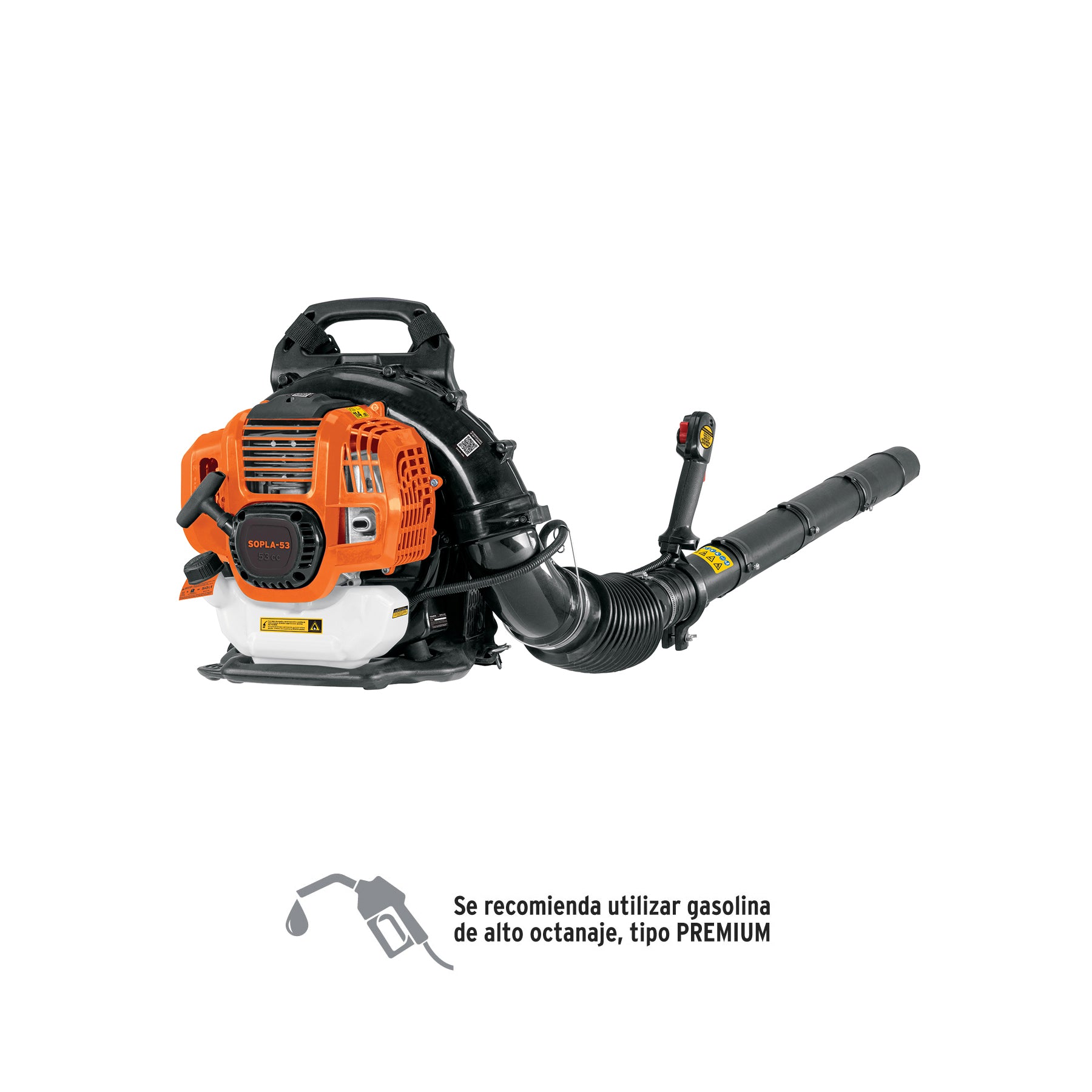 Sopladora con motor a gasolina 53cc tipo mochila Truper