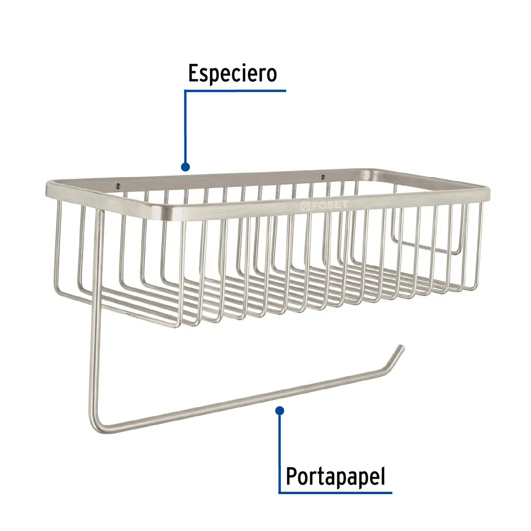 Portarrollo y especiero satín para cocina Foset