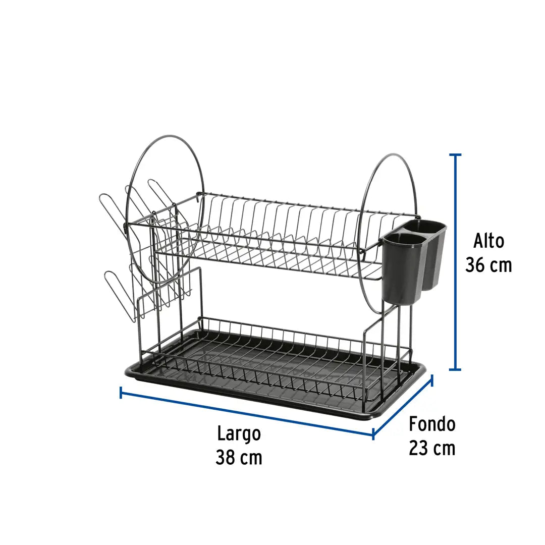 Escurridor de acero negro 2 niveles Foset